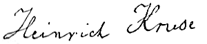 Signatur von Heinrich Kruse