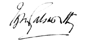 Signatur von John Galsworthy